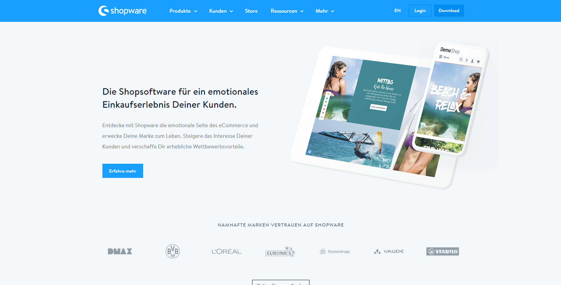 Screenshot Website Shopware