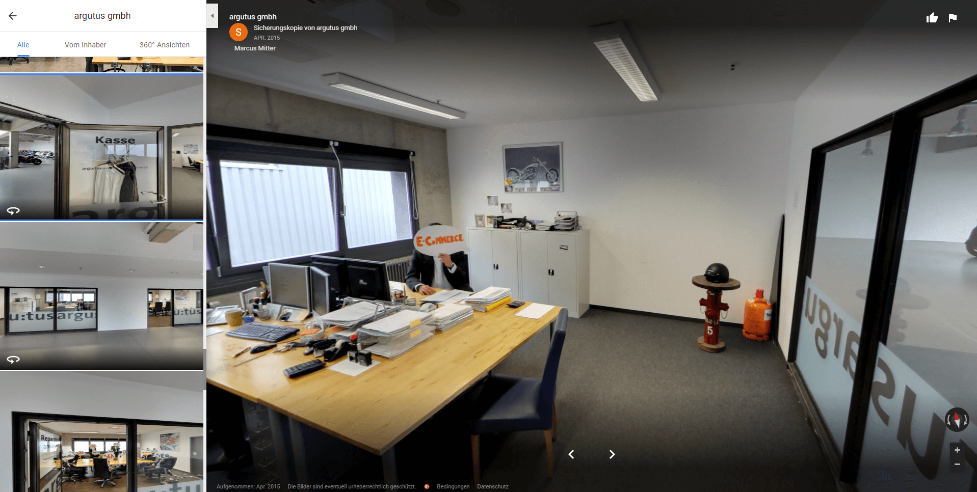 Screenshot 360-Grad Foto von argutus Büro